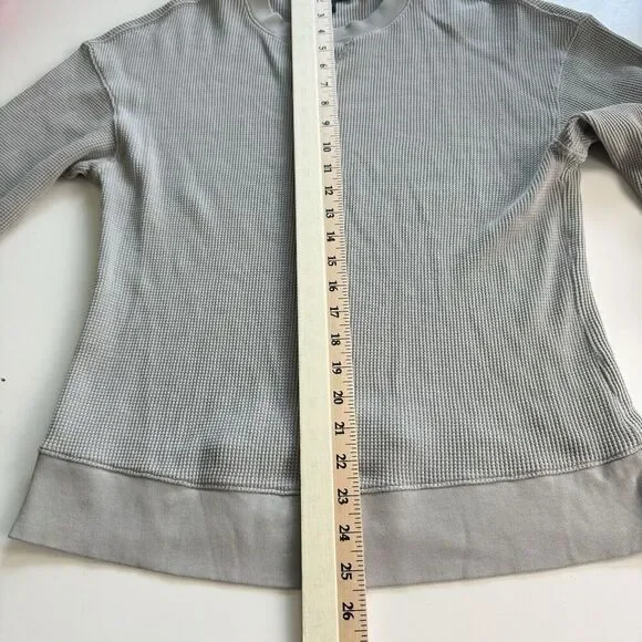 Theory Womens Easy Sweatshirt Easy Waffle Knit Top Size M Pima Cotton Ash Gray - Picture 12 of 14